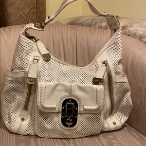 Rafe white patent bag